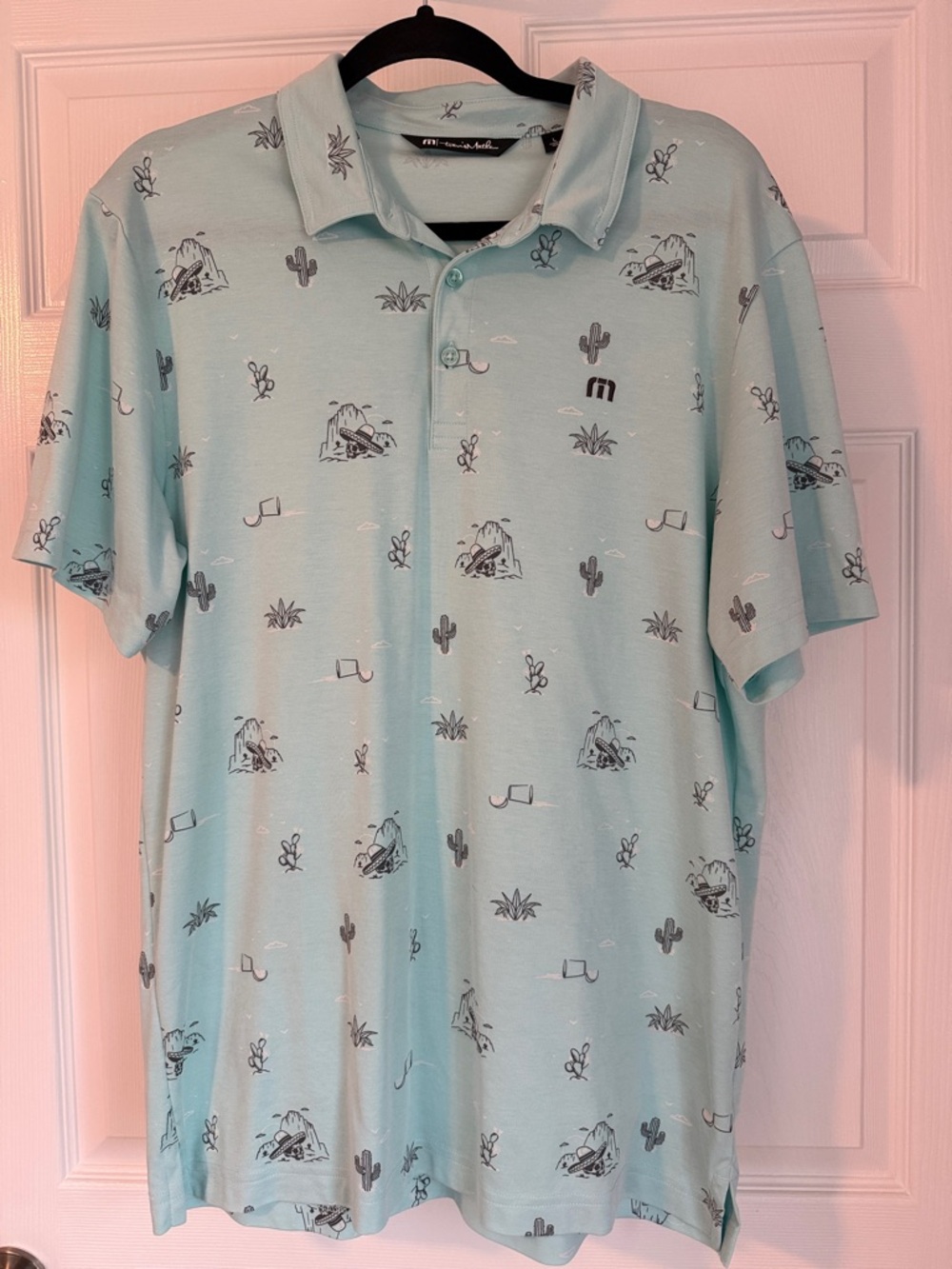 Travis Mathew Light Aqua Desert Print Polo